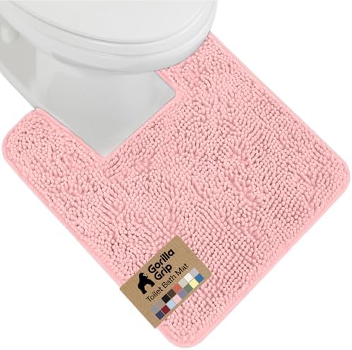 GORILLA GRIP Chenille Bath Rug Mat for Square Toilet Base, 24x19 Light Pink by GorillaGrip