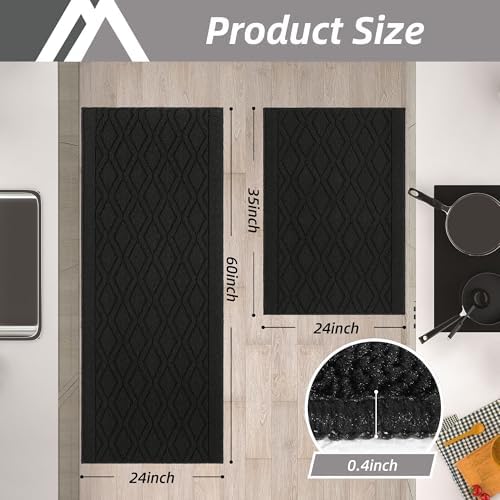 COSY HOMEER Kitchen Rugs Sets of 2 Non-Slip Washable,60x24Inch/35X24Inch - Image 2