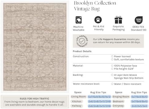 HUGEAR Beige Runner Rug 2x8 Washable Neutral Rug for Hallway - Image 3