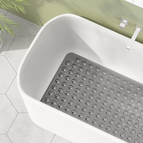 AmazerBath Shower Mat Non Slip 40 x 16 Inches, Shower Stall Mats with Suction Cups and Drain Holes, Non Slip Bath Mat for Tub for Elderly & Kids, Clear Black - Image 3