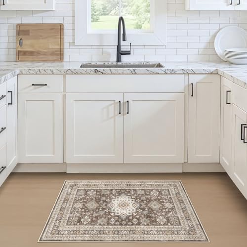 cotiled 2x3 Area Rug for Living Room, Washable, Traditional, Dark Brown - Image 2