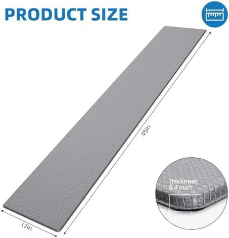 Kitchen Mats for Floor, Extra Long Anti-Fatigue Kitchen Rug, Grey - Image 2