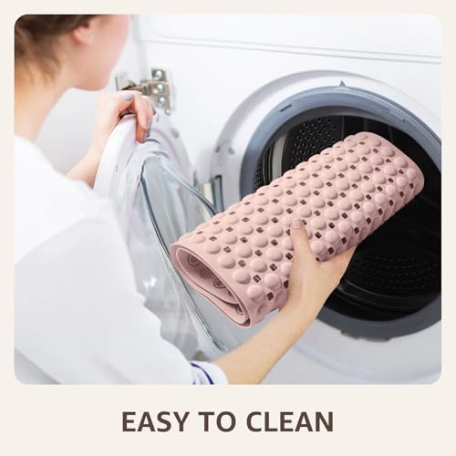 OTHWAY Bath Tub Shower Mat Non Slip, Bathtub Floor Liner Mats for Inside Shower Bathroom, Suction Cups and Drain Holes for Feet Scrubbing, Machine Washable, Soft on Feet, 35x16 Inch, Light Pink - Image 6