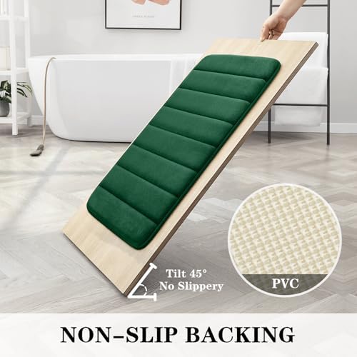 BYSURE Dark Green Memory Foam Bathroom Rug Set 3 Piece - Image 4