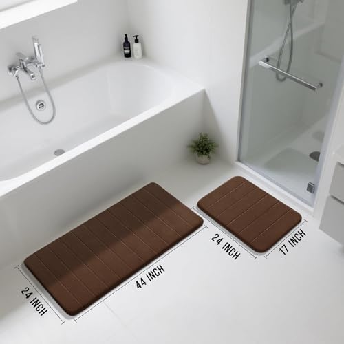 Yimobra Large Memory Foam Bathroom Mat Set, 44 x 24 & 24 x 17 in, Brown - Image 2