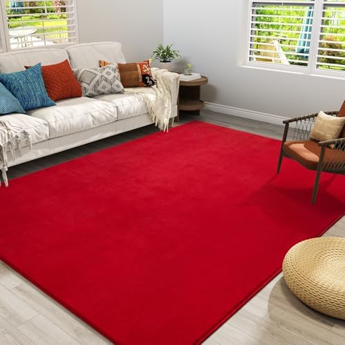 Amearea Large Area Rugs for Bedroom Living Room, 6x9 Red Memory Foam Rug by AmeareaDirect