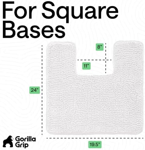 GORILLA GRIP Chenille Bath Rug Mat for Square Toilet Base, 24x19 White - Image 2