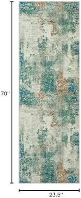 Lahome Modern Abstract Runner Rug with Rubber Backing - 2x6 Washable Rug Runners for Hallways Non Slip, 6 Ft Long Accent Carpet for Bathroom Kitchen Bedroom Entryway,Green/Grey - Image 2