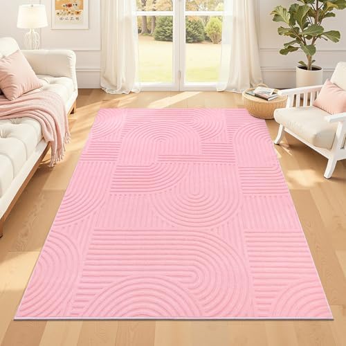 Pauwer 5x7 Area Rugs for Living Room, Modern Non Slip Washable Rug, Pink by Pauwer