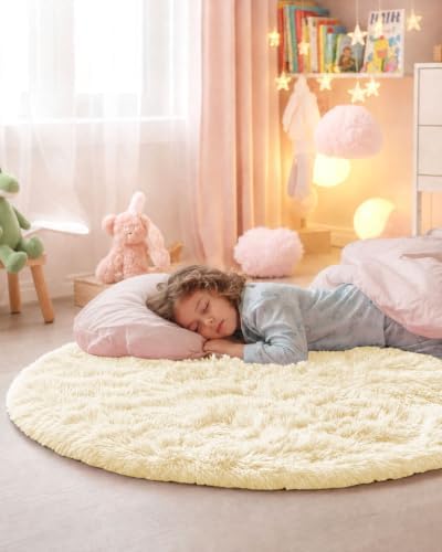 Smiry Round Area Rugs for Living Room Bedroom 5x5 ft, Fluffy Carpet - Image 5