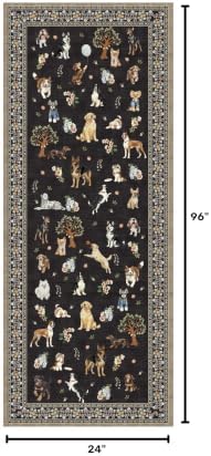 Black Floral Hallway Runner Rug 2x8 for Bedroom Kitchen - Image 2