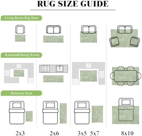 3x5 Washable Area Rug, Green Solid Area Rugs for Living Room & Bedroom - Image 7