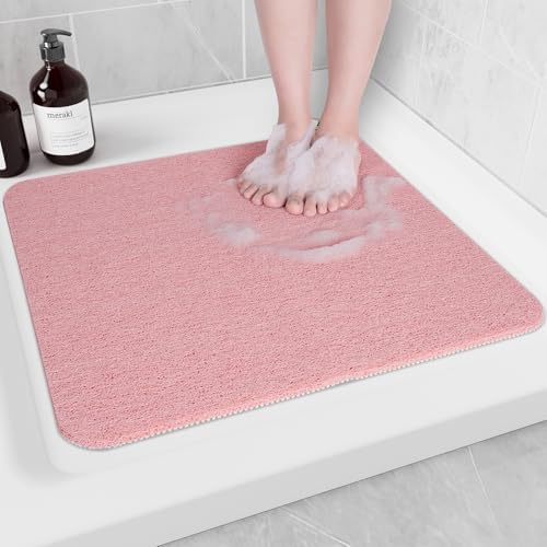 Hargiis Non-Slip Bathtub Mat, Anti Slip Shower Mat, Fast Drying Bathtub Mats, Foot Scrubber Mat, Anti Slip Mat for Tub, Floor, Bathroom, Kitchen, Home, Hotel (Pink 24"×24") by Hargiis