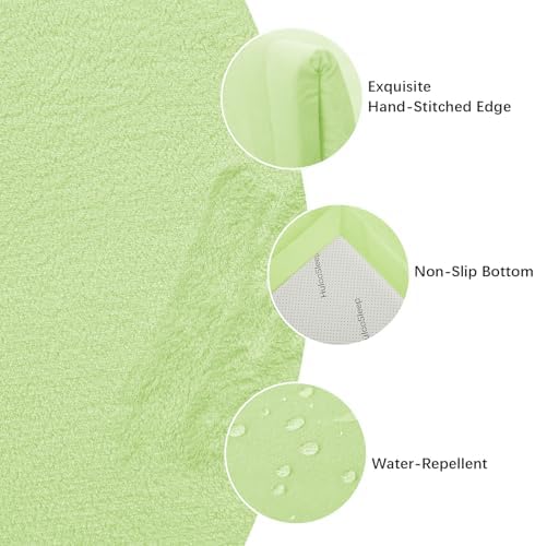Huloo Sleep Baby Play Mat for Floor,1.3"Thick Elasti-Foam 50x50 Playpen Mat for Toddlers Infant kids,Water-Repellent Soft Velvet for Tummy Time,Non-Slip Backing for Crawling,Tatami Style(Light Green) - Image 2
