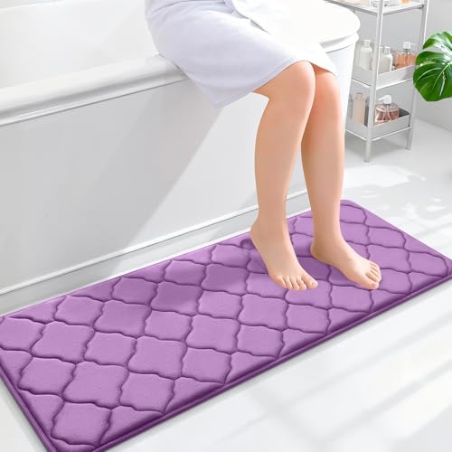 OLANLY Memory Foam Bath Mat Rug 47x17, Ultra Soft Bathroom Rugs, Lavender by OLANLY