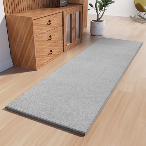 AREDO Runner Rug with Non Slip Rubber Backing 2*8 ft, Washable Soft Floor Carpet for Kitchen, Hallway, Entryway Indoor, Bedroom, Laundry, Low Pile Area Rugs, Solid color with Pointillism style, GREY by AREDO