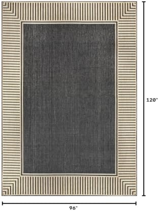 Nuloom Asha Dark Grey/Ivory, 8' x 10', Casual, Striped Border, Soft and Cozy, High Traffic, Stain Resistant, Easy Clean, Durable Area Rug for Indoor/Outdoor Patio, Deck, Porch, Garden, Courtyard - Image 2