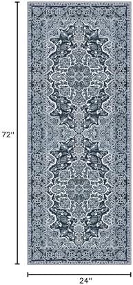 KUTA Vintage Washable Runner Rug 2x6 Navy Blue Runners for Hallways - Image 2