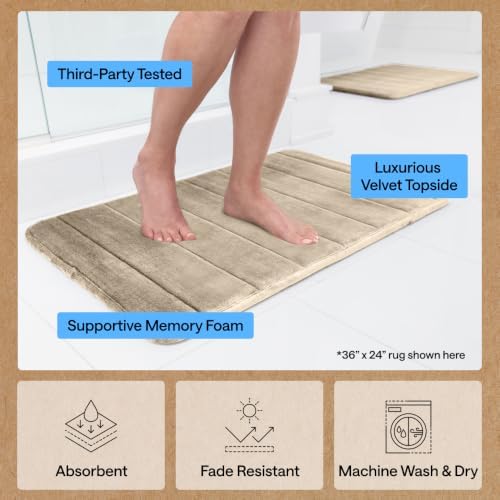 GORILLA GRIP Absorbent Memory Foam Bath and Shower Mat, 36x24 Taupe - Image 5