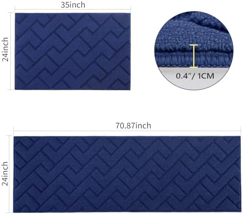 hicorfe Kitchen Runner Rug,24"x71"+24"x35" Kitchen Set,Non-Slip Kitchen Mat - Image 2