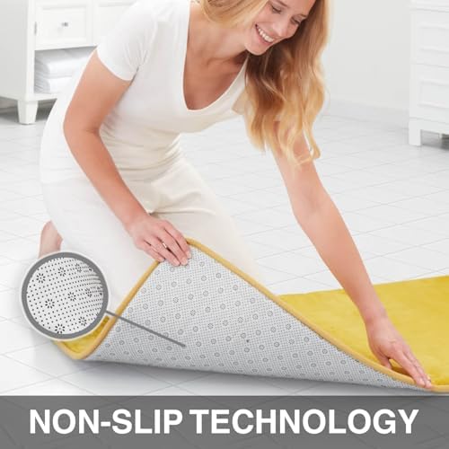 Memory Foam Bath Mat Non Slip Absorbent Super Cozy Velvet Bathroom Rug Carpet (17 inches X 24 inches, Mustard) - Image 2