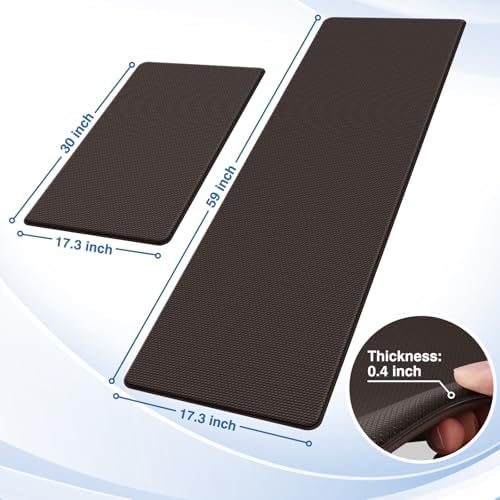 StepRite Kitchen Mats for Floor, 2-Piece Anti-Fatigue Rugs, Chocolate - Image 2