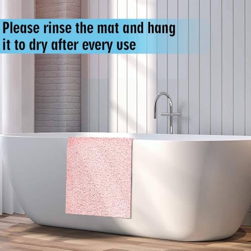 godehone Shower Mats Non Slip Without Suction Cups, PVC Loofah Bathroom Mats, Loofah Mats for Shower and Bathroom, Quick Drying, 23.6× 34.6 Inch, Pink - Image 6