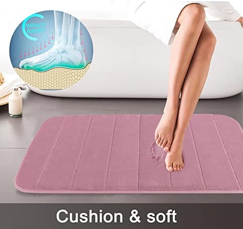 Yimobra 3 Pieces Memory Foam Bath Mat Set with U-Shaped Toilet Rug - Non-Slip Super Soft Absorbent Quick Dry Bathroom Rugs for Bathtub, Vanity & Toilet Base, Mauve - Image 3