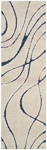 SAFAVIEH Florida Shag Collection Runner Rug - 2'3" x 13', Cream & Blue, Non-Shedding & Easy Care, 1.2-inch Thick Ideal for High Traffic Areas in Living Room, Bedroom (SG471-1165) - Image 3