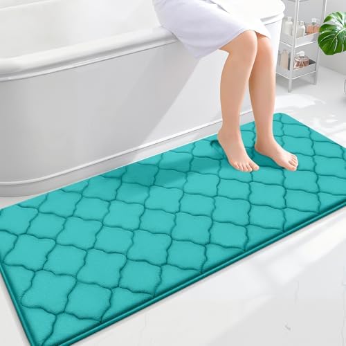 OLANLY Memory Foam Bath Mat Rug 59x24, Ultra Soft Bathroom Rugs, Teal by OLANLY