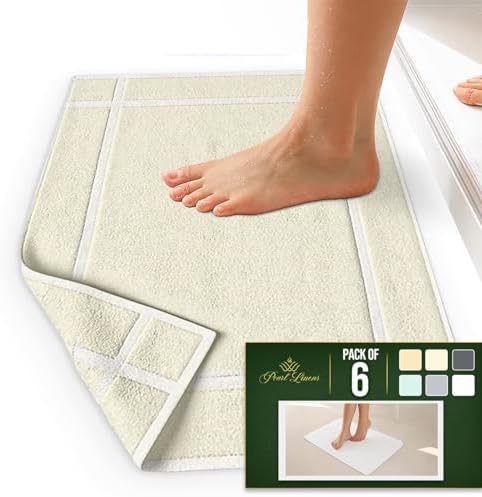 Pearl Linens 6 Pack Cotton Bath Mats for Bathroom, 20" X 30", Ivory - Image 4