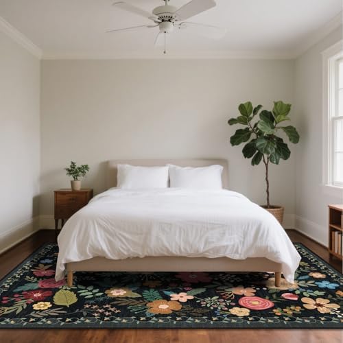 6x9 Washable Area Rugs for Living Room Soft Carpet (Black) - Image 4