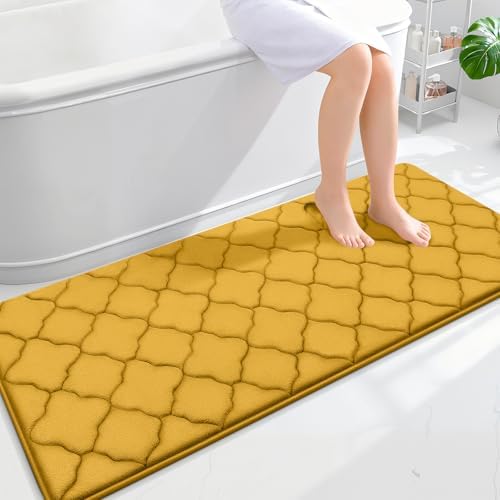OLANLY Memory Foam Bath Mat Rug 59x24, Ultra Soft Bathroom Rugs, Yellow by OLANLY