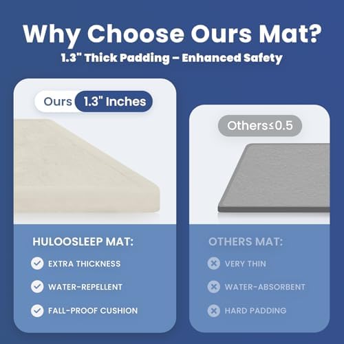 Baby Play Mat for Floor,1.3" Thick Elasti-Foam 50x50 Playpen Mat for Toddlers Infant Kids,Water-Repellent Soft Coral Velvet for Tummy Time,Non-Slip Backing for Crawling,Tatami Style(Cream) - Image 4