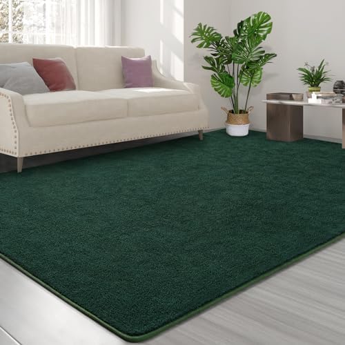 FlyDOIT Area Rugs for Bedroom Living Room, 5x8 Dark Green Super Soft Comfy Thickened Memory-Foam Indoor Carpets, Modern Aesthetic Minimalist Carpet for Boys Girls Adults Apartment Nursery Home Décor - Image 3