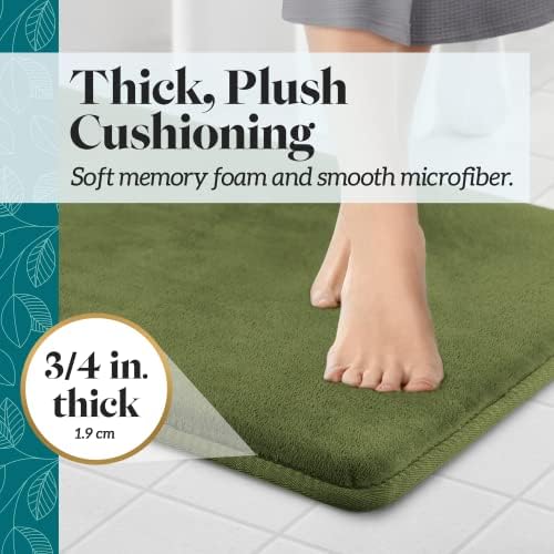 Memory Foam Bath Mat Non Slip Absorbent Super Cozy Velvet Bathroom Rug Carpet (20 inches X 32 inches, Green) - Image 6