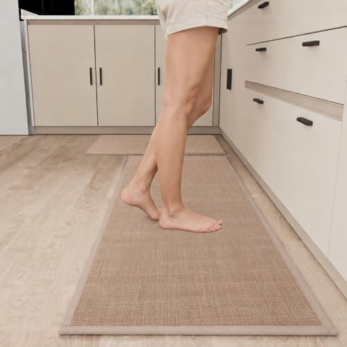 SUMLANS Kitchen Mats Set of 2 PCS for Floor, Washable Non Slip Rugs, Camel - Image 3