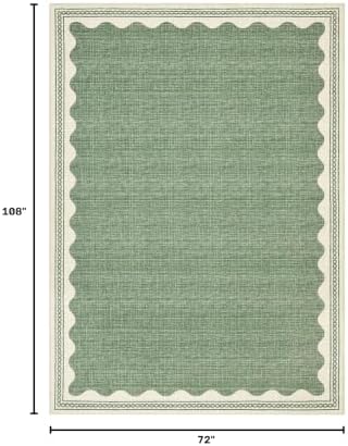 GarveeHome Scalloped Sage Green Washable Area Rug 6x9 Rugs for Living Room Soft Low-Pile Solid Modern Minimalism Thin Carpet for Bedroom Dining Nursery Non Slip - Image 2