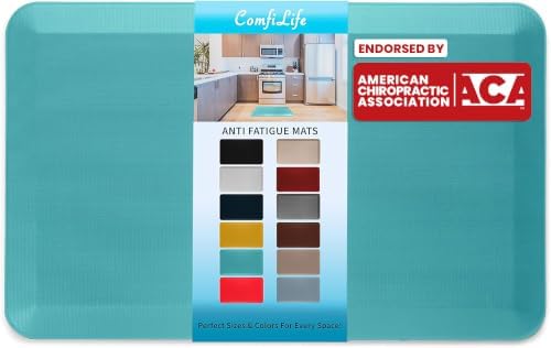 ComfiLife Anti Fatigue Floor Mat – 3/4 Inch Thick Perfect Kitchen Mat, Standing Desk Mat – Comfort at Home, Office, Garage – Durable – Stain Resistant – Non-Slip Bottom (24" x 70", Teal) by ComfiLife