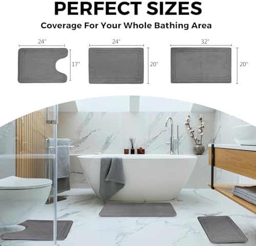 Toilet Mat U Shaped Grey Toilet Rug for Bathroom Contour Bath Rugs - Image 6