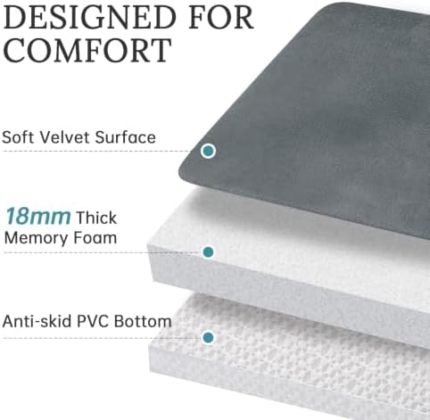 HUXMEYSON 3-Piece Memory Foam Bathroom Rug Set, Grey - Image 4