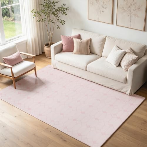 Washable Area Rugs 5'x7', Modern Geometric Carpet, Ultra Soft Non Slip Low Pile Rug, Stain Resistant Indoor Rug for Living Room Bedroom Dining Room Office Nursery Home Décor - Image 3