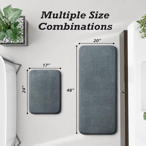 HUXMEYSON Bathroom Rugs Sets 2 Piece, Non-Slip & Quick Dry Bath Mat Set, Ultra Soft Velvet Bath Rugs for Bathroom, Toilet and Shower Floor, Grey - Image 2