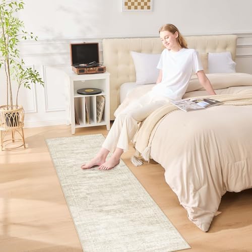 UERMEI 3x8 Washable Runner Rug for Hallway, Non Slip Low Pile Kitchen Carpet, Neutral Modern Abstract Indoor Floor Mat for Entryway Laundry, Kid & Pet Safe High Traffic Area, Beige/Brown - Image 3