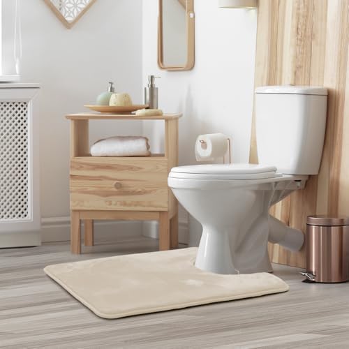 Clara Clark Bathroom Rugs, Velvet Memory Foam Bath Mat, Non-Slip Bath Rugs, Machine Wash, Dries Quickly, Ultra Soft Plush Bath Mats for Bathroom, 20 x 24, Linen - Image 2