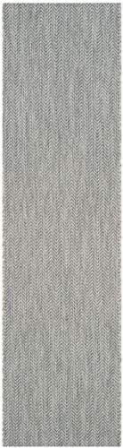 SAFAVIEH Outdoor Runner Rug 2'3"x22' - Courtyard Collection - Coastal Design, Grey & Navy, Durable & Easy Cleaning, Ideal for Patio, Entryway, Mudroom, Backyard (CY8022-36812) - Image 2