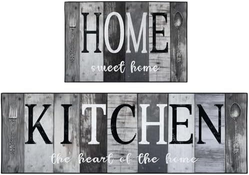 Kitchen Rugs Set of 2 Non Slip WashableFarmhouse Vintage by Nesphy