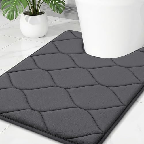 Smiry Memory Foam U-Shaped Toilet Mat 24x20, Soft Absorbent Toilet Rugs by Smiry