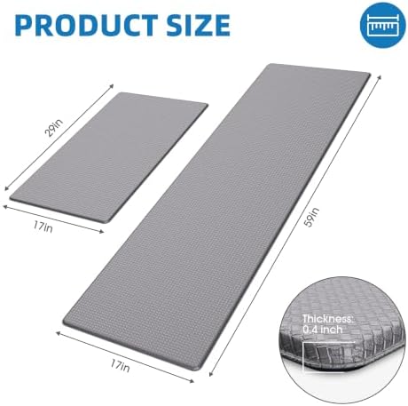Kitchen Mats for Floor, [2PCS] Anti-Fatigue Kitchen Rugs, Grey - Image 2