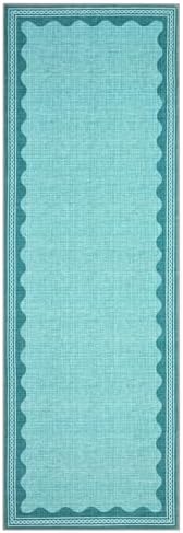GarveeHome Scalloped Teal 2x6 Runner Rug for Hallway Washable Kitchen Rugs Non Slip Solid Modern Soft Low-Pile Indoor Carpet for Entryway Laundry Room Floor Mats TPE Backing - Image 4